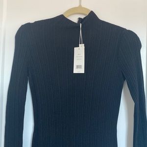 Black Vince Dress - partially ribbed